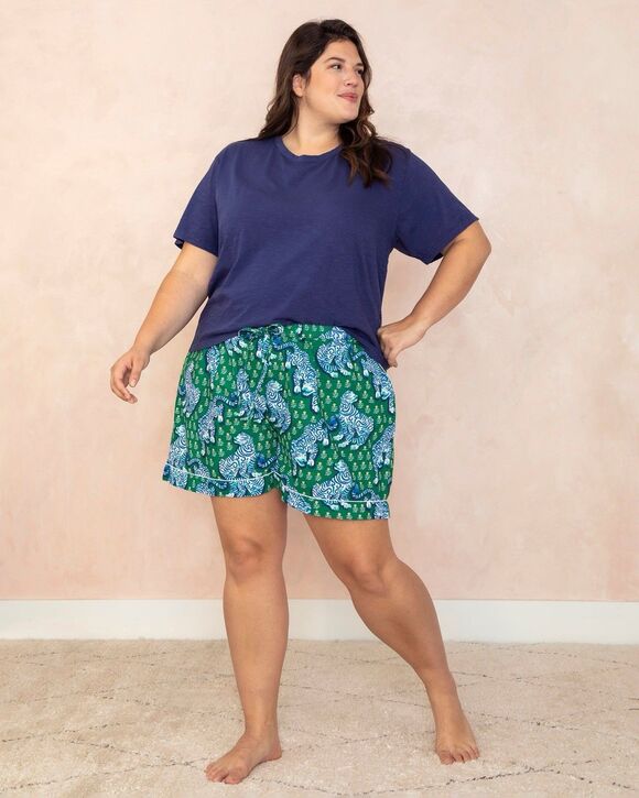 Printfresh Other - Printfresh Sz 3X Green Tiger Queen Pajama Shorts Sleep Jungle Animal Big Cat